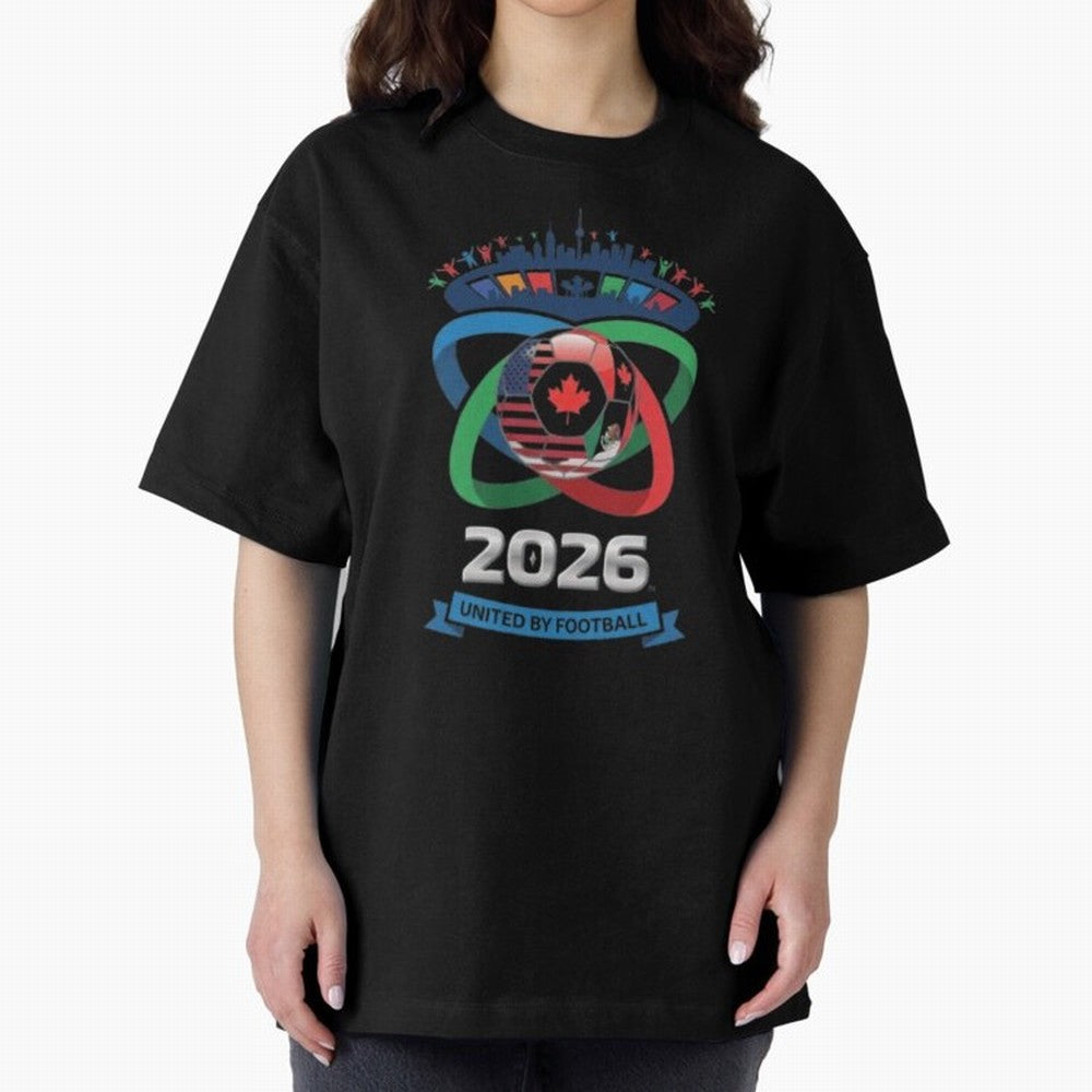 Infinity Loop World Cup 2026 Host Nation Design Oversized T-Shirt Relive Legendary Nights from Match Day Hype around FIFA World Cup 2026 USA Canada Mexico, Cristiano Ronaldo, Portugal, Spain and Germany, Worldwide Fan Energy, Dramatic Goals,