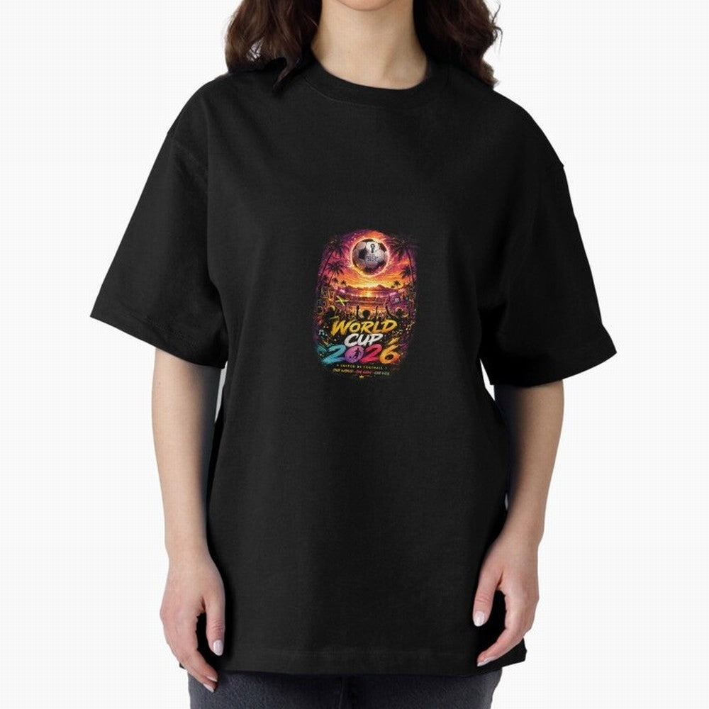 Copy of World Cup 2026 ¨C United Passion ?? | Neon Football Design Oversized T-Shirt Share FIFA World Cup 2026 USA Canada Mexico for Fans of Cristiano Ronaldo and Argentina, France and Brazil, Bringing Tournament Hype, Historic Matchups, Family