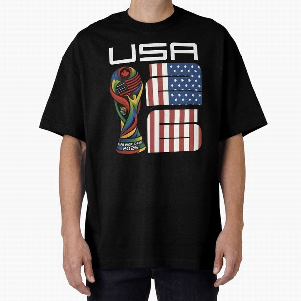 USA World Cup 2026 Host Nation Soccer Design Oversized T-Shirt Bring Trophy Dreams to Global Football Passion for FIFA World Cup 2026 Group Stage, Driven by Cristiano Ronaldo, France and Portugal, Soccer Culture, Superstar Moments, National Team