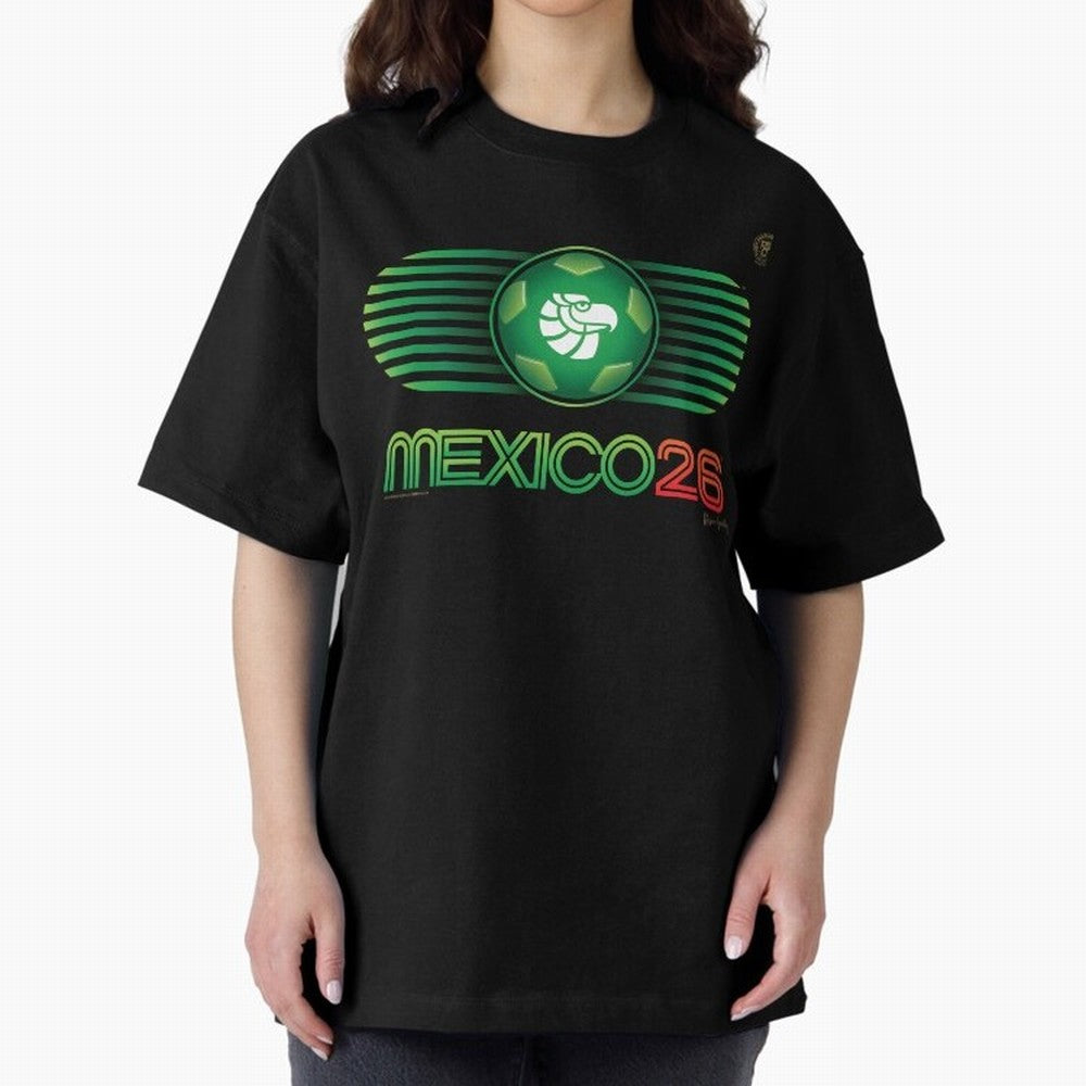 Mexico 26 World Cup Retro Logo. Autographed Oversized T-Shirt Spotlight FIFA World Cup 2026 USA Canada Mexico for Fans of CR7 and Messi and Brazil, Portugal and Argentina, Bringing Football Passion, Legendary Performances, Festival Vibes and