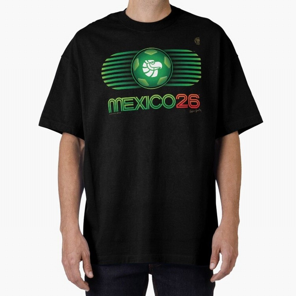 Mexico 26 World Cup Retro Logo. Autographed Oversized T-Shirt Spotlight FIFA World Cup 2026 USA Canada Mexico for Fans of CR7 and Messi and Brazil, Portugal and Argentina, Bringing Football Passion, Legendary Performances, Festival Vibes and