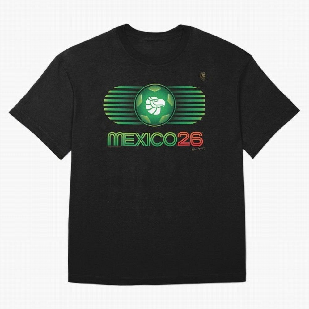 Mexico 26 World Cup Retro Logo. Autographed Oversized T-Shirt Spotlight FIFA World Cup 2026 USA Canada Mexico for Fans of CR7 and Messi and Brazil, Portugal and Argentina, Bringing Football Passion, Legendary Performances, Festival Vibes and