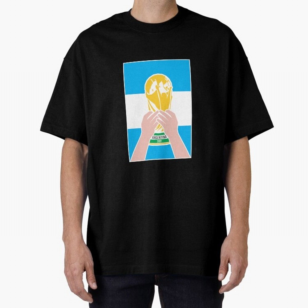 Champion Argentina 2022 Oversized T-Shirt Carry the Dream of FIFA World Cup 2026 Group Stage for Fans of Messi and England, Bringing Retro Football Energy, Iconic Rivalries, Trophy Chase Drama and Stadium Atmosphere; Ideal for Passionate Fans Who