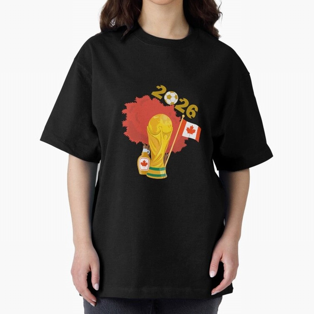 Canada 2026 Football Championship Golden Oversized T-Shirt Feel the Heartbeat of FIFA World Cup 2026 Spirit, Filled with France and Portugal, Mbappe, Football History, Final Match Energy, Crowd Noise and Once in a Lifetime Moments; Great for Watch