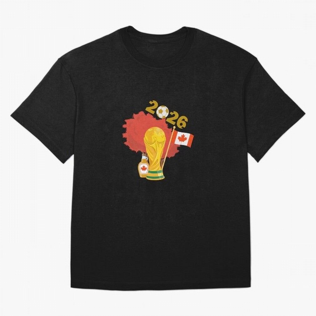 Canada 2026 Football Championship Golden Oversized T-Shirt Feel the Heartbeat of FIFA World Cup 2026 Spirit, Filled with France and Portugal, Mbappe, Football History, Final Match Energy, Crowd Noise and Once in a Lifetime Moments; Great for Watch