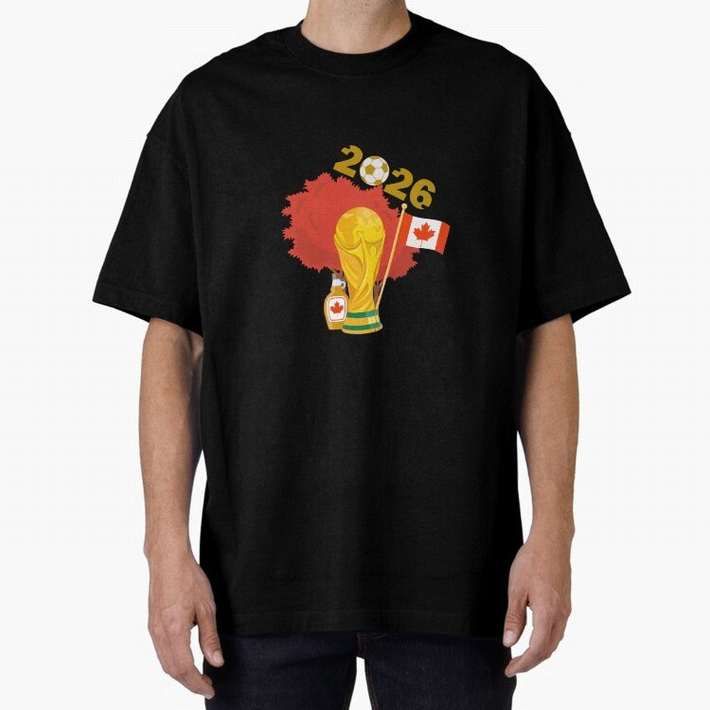 Canada 2026 Football Championship Golden Oversized T-Shirt Feel the Heartbeat of FIFA World Cup 2026 Spirit, Filled with France and Portugal, Mbappe, Football History, Final Match Energy, Crowd Noise and Once in a Lifetime Moments; Great for Watch