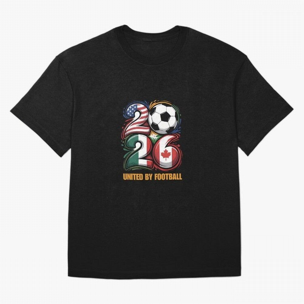 United By Football Soccer Fan Gear 2026 Oversized T-Shirt Fuel Your Fan Pride for FIFA World Cup 2026 USA Canada Mexico Driven by Messi and Cristiano Ronaldo, France Energy, Goal Celebration Energy, Supporter Heritage, Football Icons and Worldwide