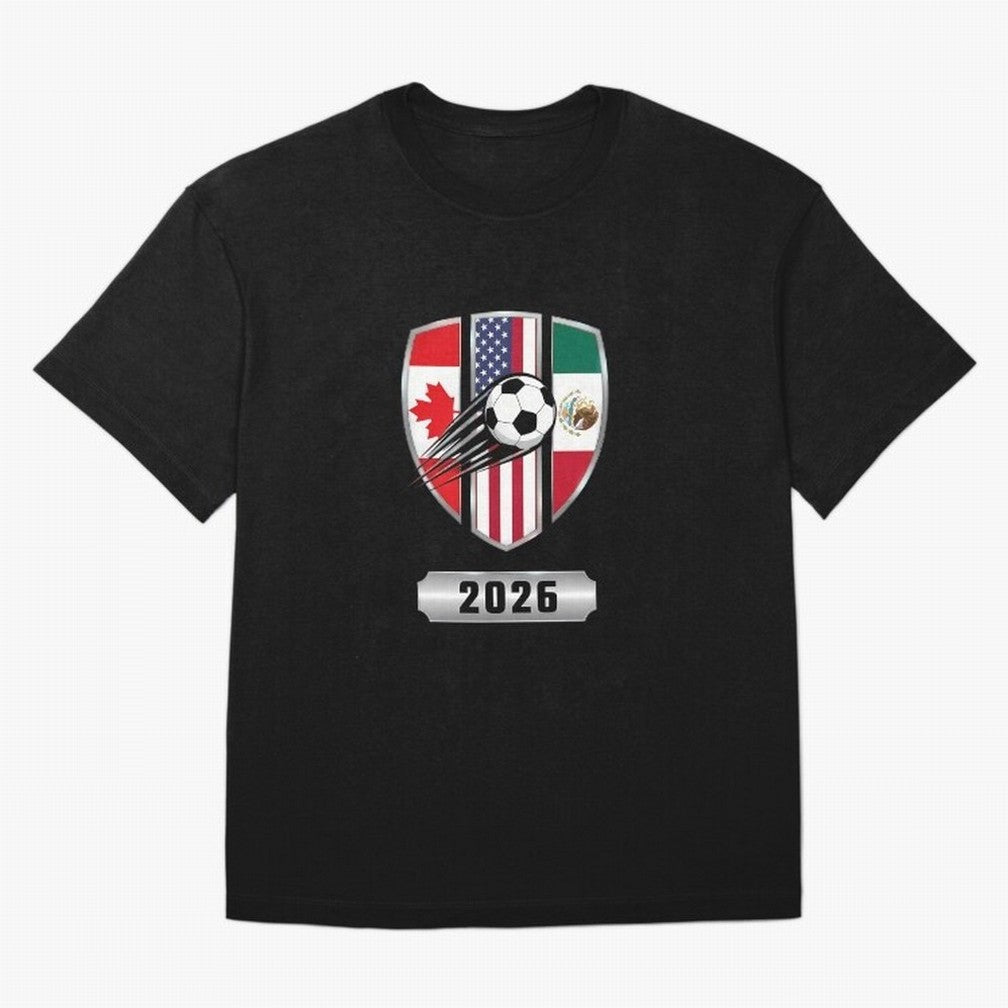 North United America Shield 2026 Cup Oversized T-Shirt Cheer for Global Football Passion for FIFA World Cup 2026, Capturing CR7 and Messi, England and Germany, Fan Favorite Moments, National Team Passion, Big Match Drama and Soccer History; Great