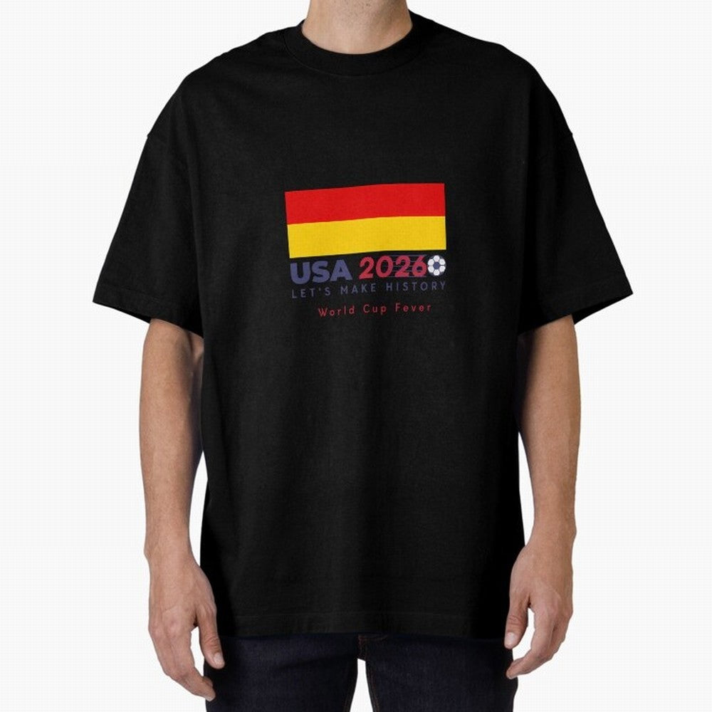 Usa 2026 World Cup Fever Americas Football. Oversized T-Shirt Join Supporters Worldwide for FIFA World Cup 2026 Group Stage Spirit, Capturing Portugal, Spain and Germany, Messi and Cristiano Ronaldo, Stadium Chants, National Pride, Trophy Dreams
