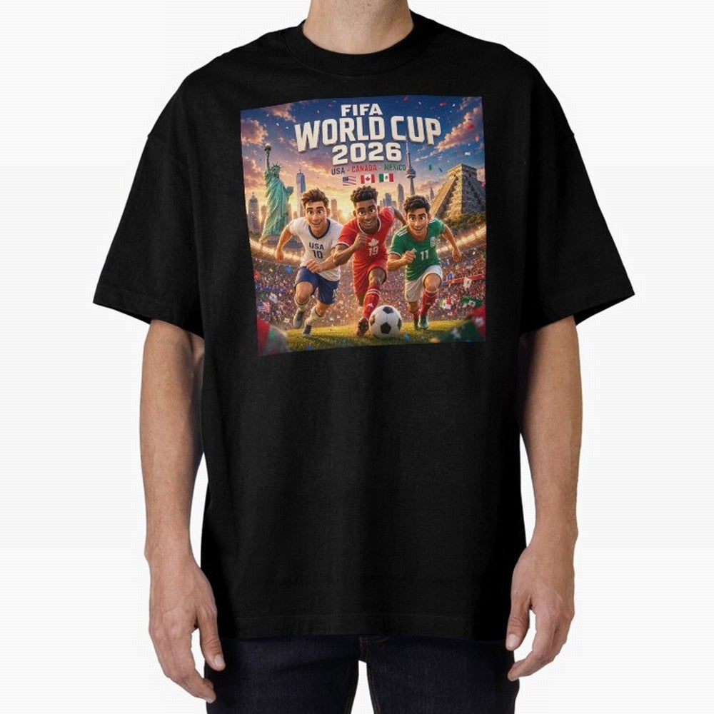 ? USA Canada Mexico Football 2026 #football 2026 Oversized T-Shirt Make Every Match About Global Football Passion for FIFA World Cup 2026 Group Stage, Highlighting Mbappe and Neymar, Argentina and Brazil, Goal Celebration Energy, Supporter