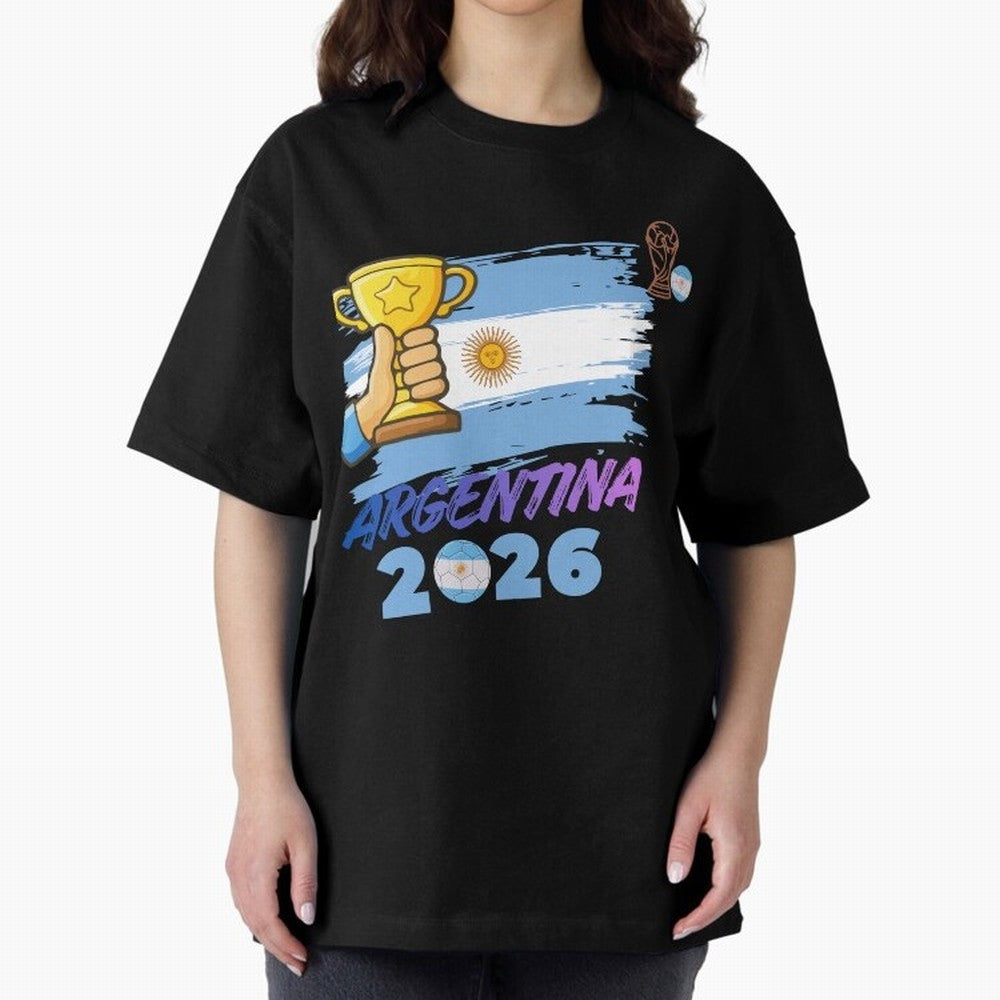 Argentina world cup design Oversized T-Shirt Support Iconic Players in FIFA World Cup 2026 Spirit, Built around Argentina, France and Brazil, Neymar, Haaland and Cristiano Ronaldo, Football Passion, Legendary Performances, Festival Vibes and