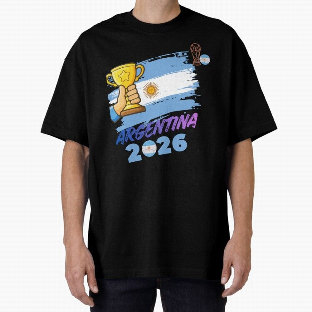 Argentina world cup design Oversized T-Shirt Support Iconic Players in FIFA World Cup 2026 Spirit, Built around Argentina, France and Brazil, Neymar, Haaland and Cristiano Ronaldo, Football Passion, Legendary Performances, Festival Vibes and
