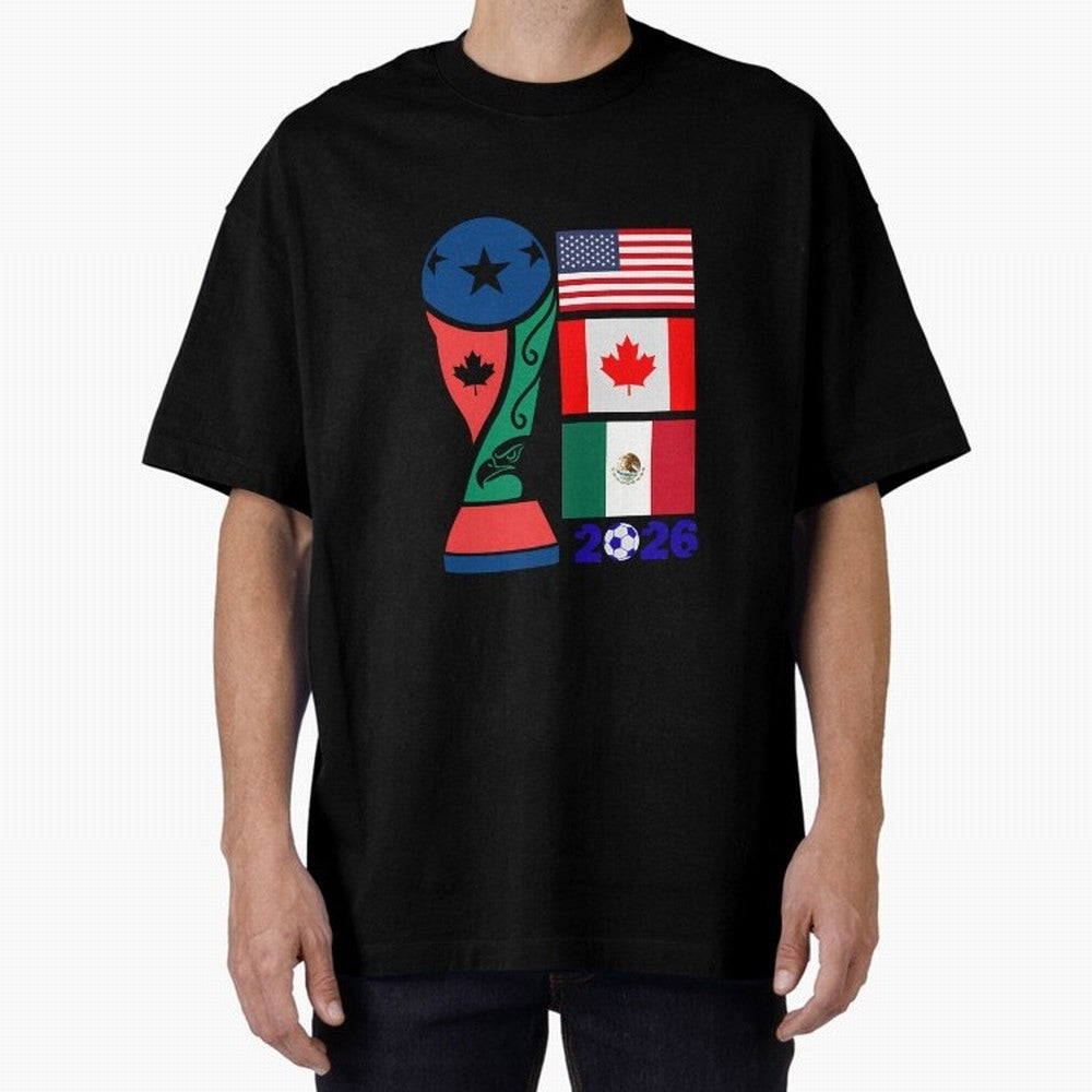 North America Football Unity 2026 Oversized T-Shirt Create FIFA World Cup 2026 USA Canada Mexico Spirit, Highlighting Germany, Messi, Tournament Hype, Historic Matchups, Family Viewing Parties and Global Sports Pride; Ideal for Fans Who Follow