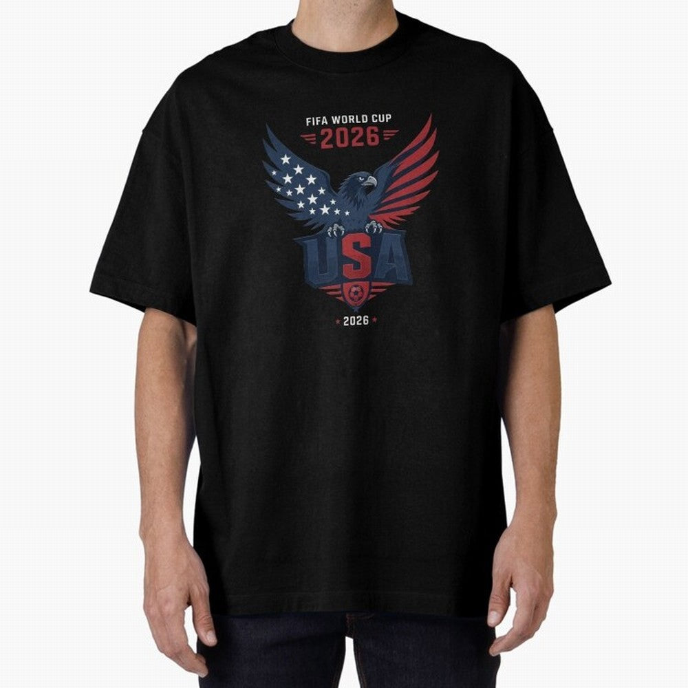 FIFA World Cup 2026 USA Eagle Soccer Logo Oversized T-Shirt Treasure the FIFA World Cup 2026 USA Canada Mexico Journey through Neymar Highlights, France Pride, Stadium Memories, Football Loyalty, International Chants and Championship Tradition;