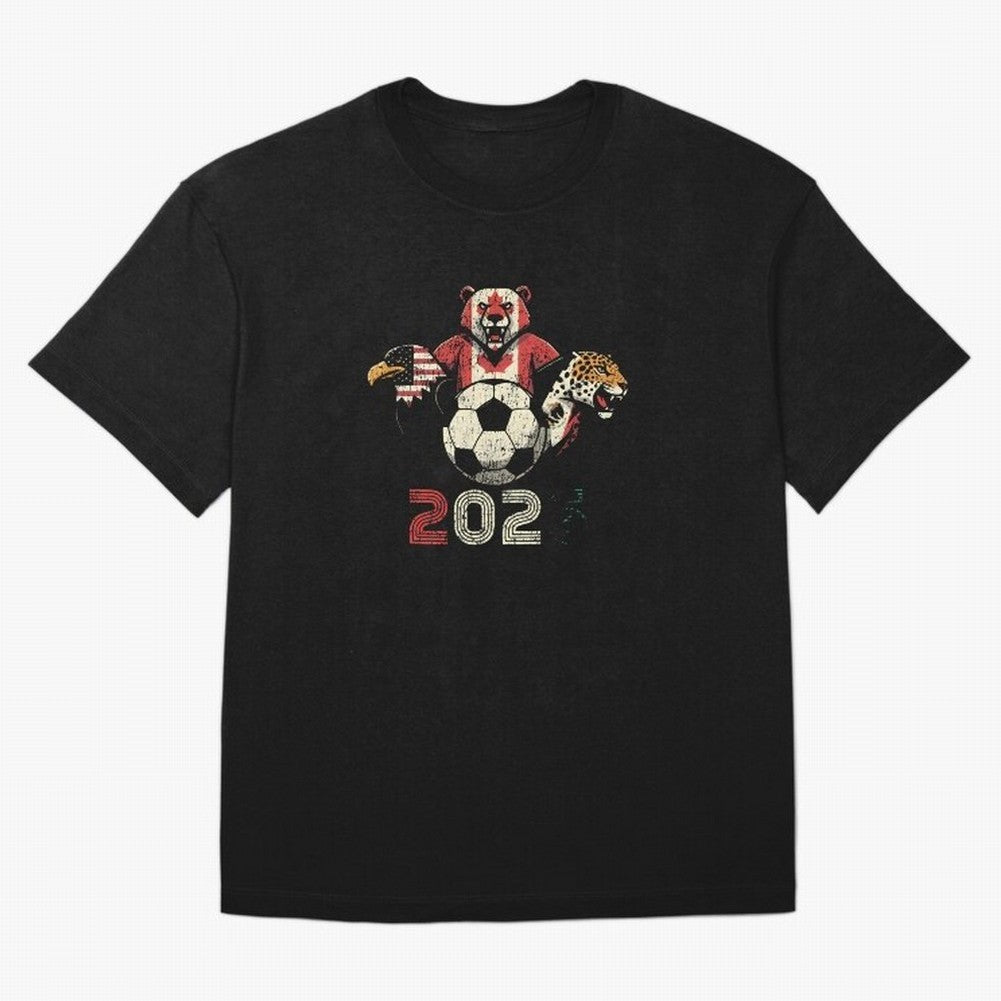 United 2026 Soccer Mascots North America Tournament T-Shirt_83157189 Oversized T-Shirt Bring Global Tournament Vibes to FIFA World Cup 2026 Group Stage for Fans of Haaland and Spain, Bringing Classic Soccer Heritage, Championship Pressure, Fan