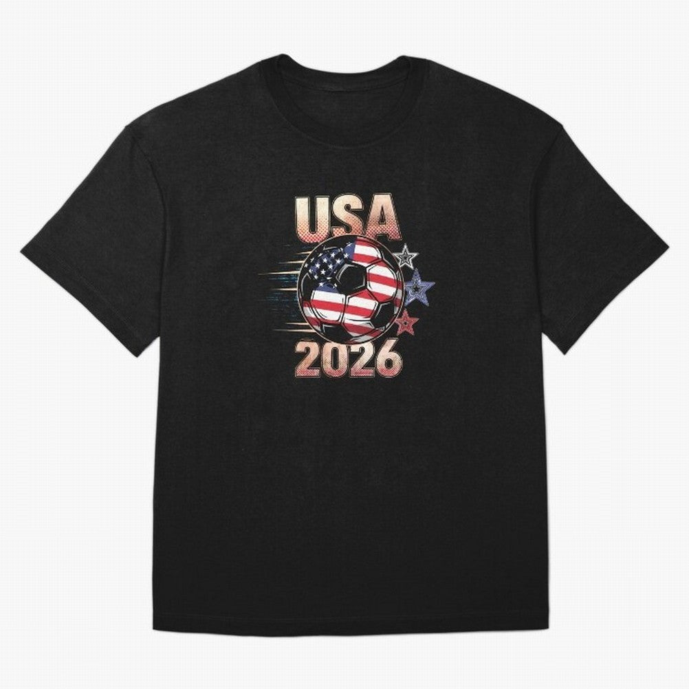 USA Soccer with Red White Blue Stars 2026 Cup T-Shirt_83834283 Oversized T-Shirt Bring a Vintage Feel to Match Day Hype around FIFA World Cup 2026 Group Stage, Messi and Cristiano Ronaldo, Netherlands, Football Festival Excitement, Trophy