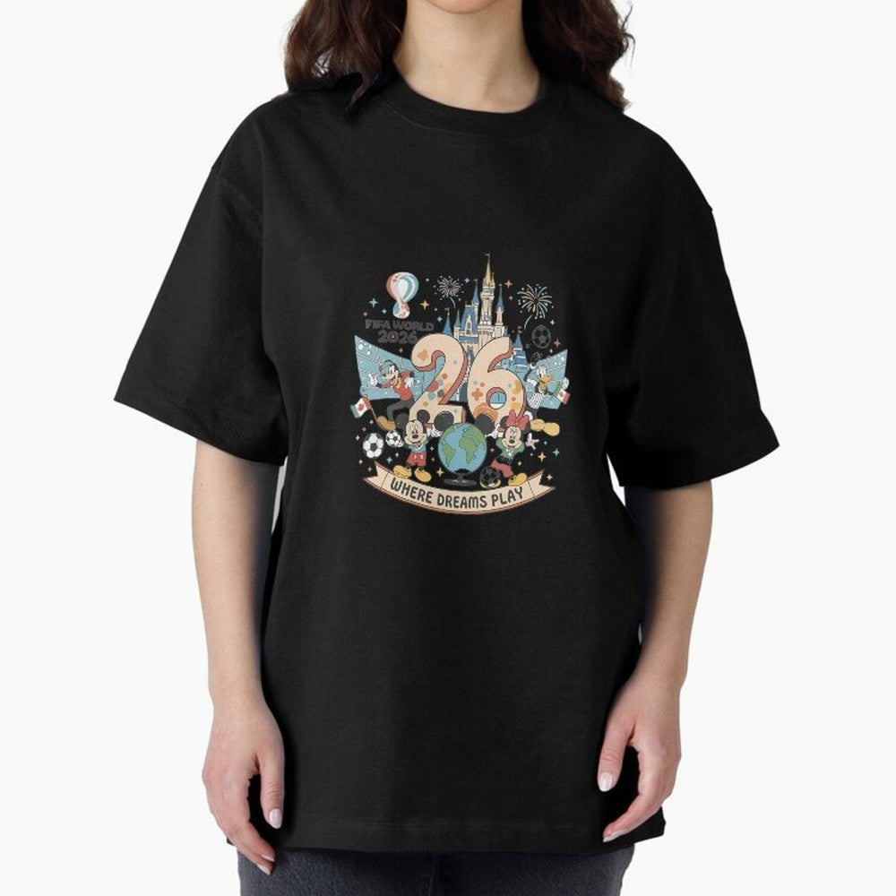 Dreamland Football 26 Oversized T-Shirt Represent Football Lovers during the FIFA World Cup 2026 Journey through Messi, CR7 and Mbappe Highlights, Argentina Pride, Sports Nostalgia, International Competition, Famous Players and Unforgettable
