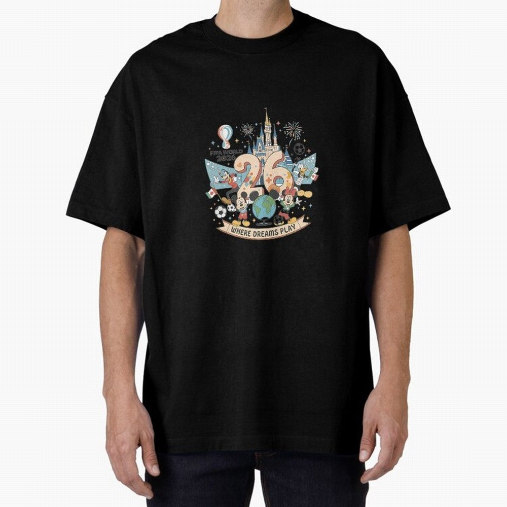 Dreamland Football 26 Oversized T-Shirt Represent Football Lovers during the FIFA World Cup 2026 Journey through Messi, CR7 and Mbappe Highlights, Argentina Pride, Sports Nostalgia, International Competition, Famous Players and Unforgettable