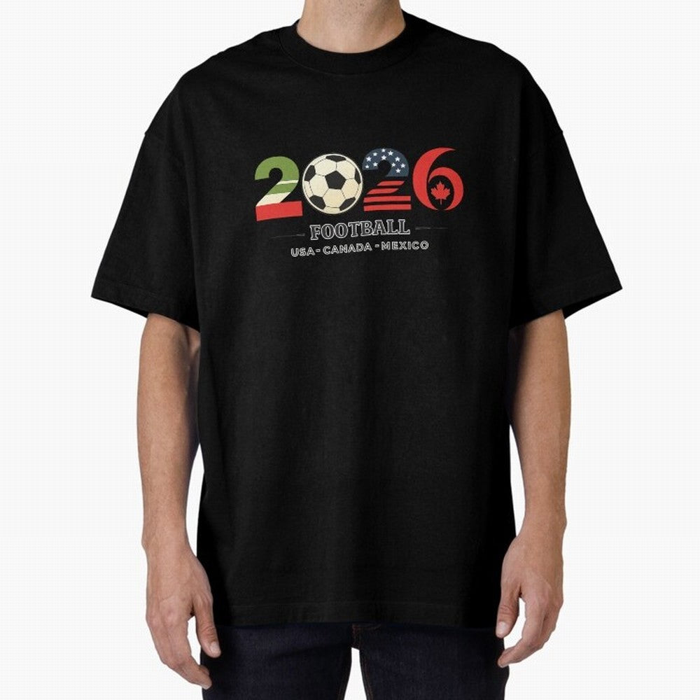 Football 2026 USA Canada Mexico Oversized T-Shirt Bring Stadium Energy to the FIFA World Cup 2026 Journey through Messi, CR7 and Mbappe Highlights, Brazil Pride, Worldwide Fan Energy, Dramatic Goals, Stadium Lights and Championship Celebrations;