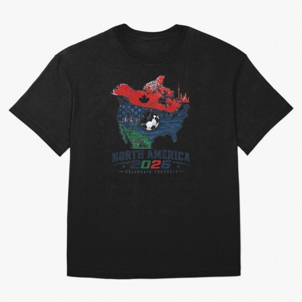 United by Football 2026 North America Soccer Design Oversized T-Shirt Fuel Your Fan Pride for Match Day Hype around FIFA World Cup 2026, Neymar, Argentina and Brazil, Tournament Hype, Historic Matchups, Family Viewing Parties and Global Sports