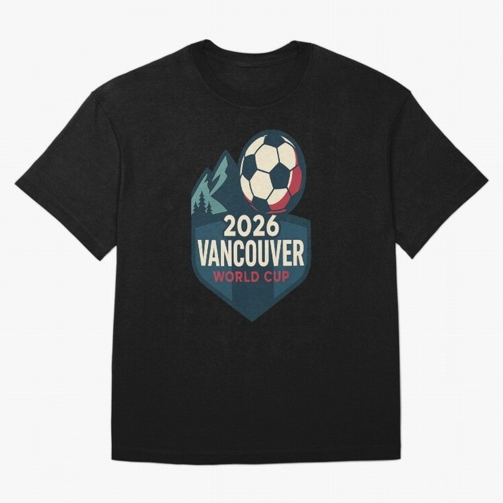 2026 Vancouver World Cup Design Oversized T-Shirt Spotlight Global Football Passion for FIFA World Cup 2026 Group Stage, Featuring Haaland and Mbappe, Portugal, Spain and Germany, Football Passion, Legendary Performances, Festival Vibes and