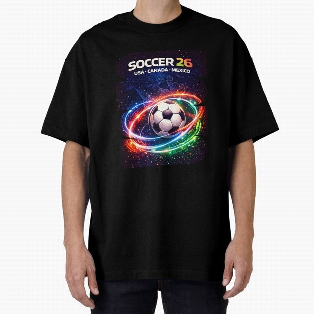 North America Soccer 2026 Shirt, Soccer 26 USA Canada Mexico Fan Tee, United 2026 Soccer Graphic - Bold Oversized T-Shirt Represent Fans Who Live for FIFA World Cup 2026 Filled with Haaland and Mbappe, Argentina Energy, Retro Football Energy,