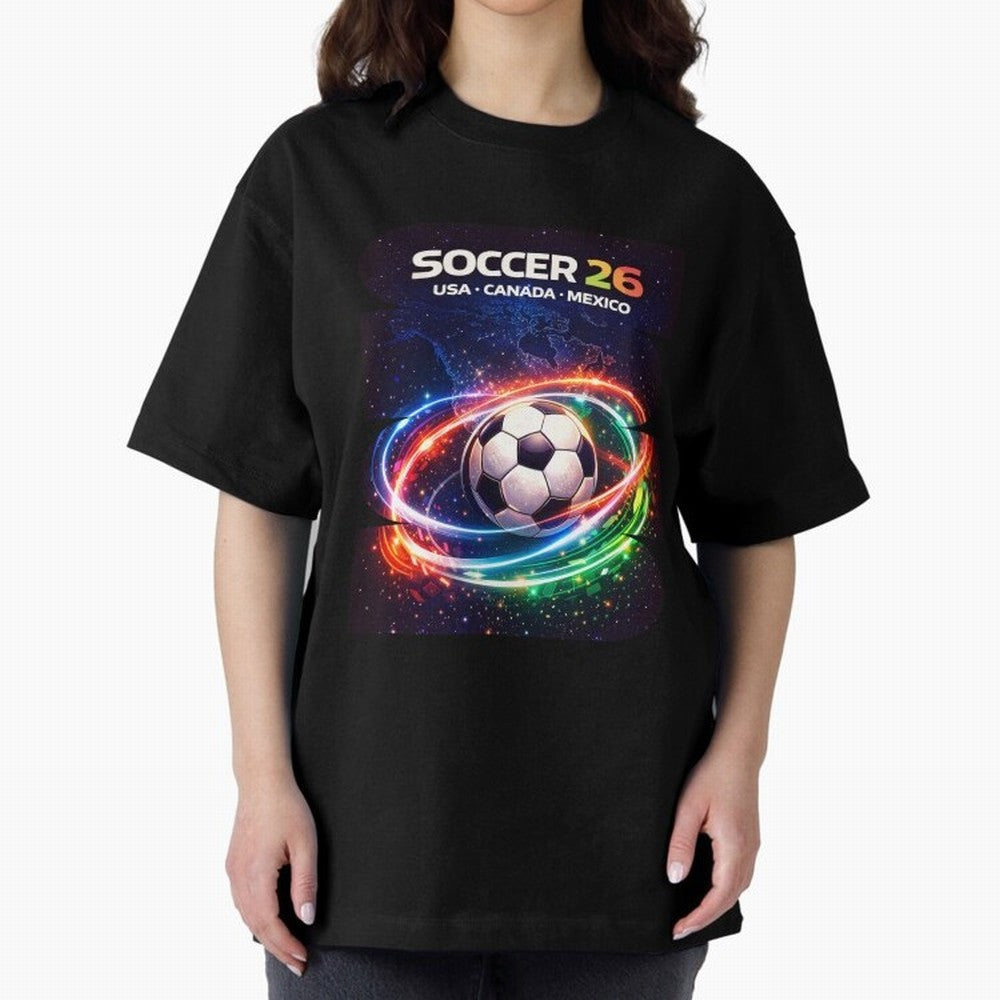North America Soccer 2026 Shirt, Soccer 26 USA Canada Mexico Fan Tee, United 2026 Soccer Graphic - Bold Oversized T-Shirt Represent Fans Who Live for FIFA World Cup 2026 Filled with Haaland and Mbappe, Argentina Energy, Retro Football Energy,