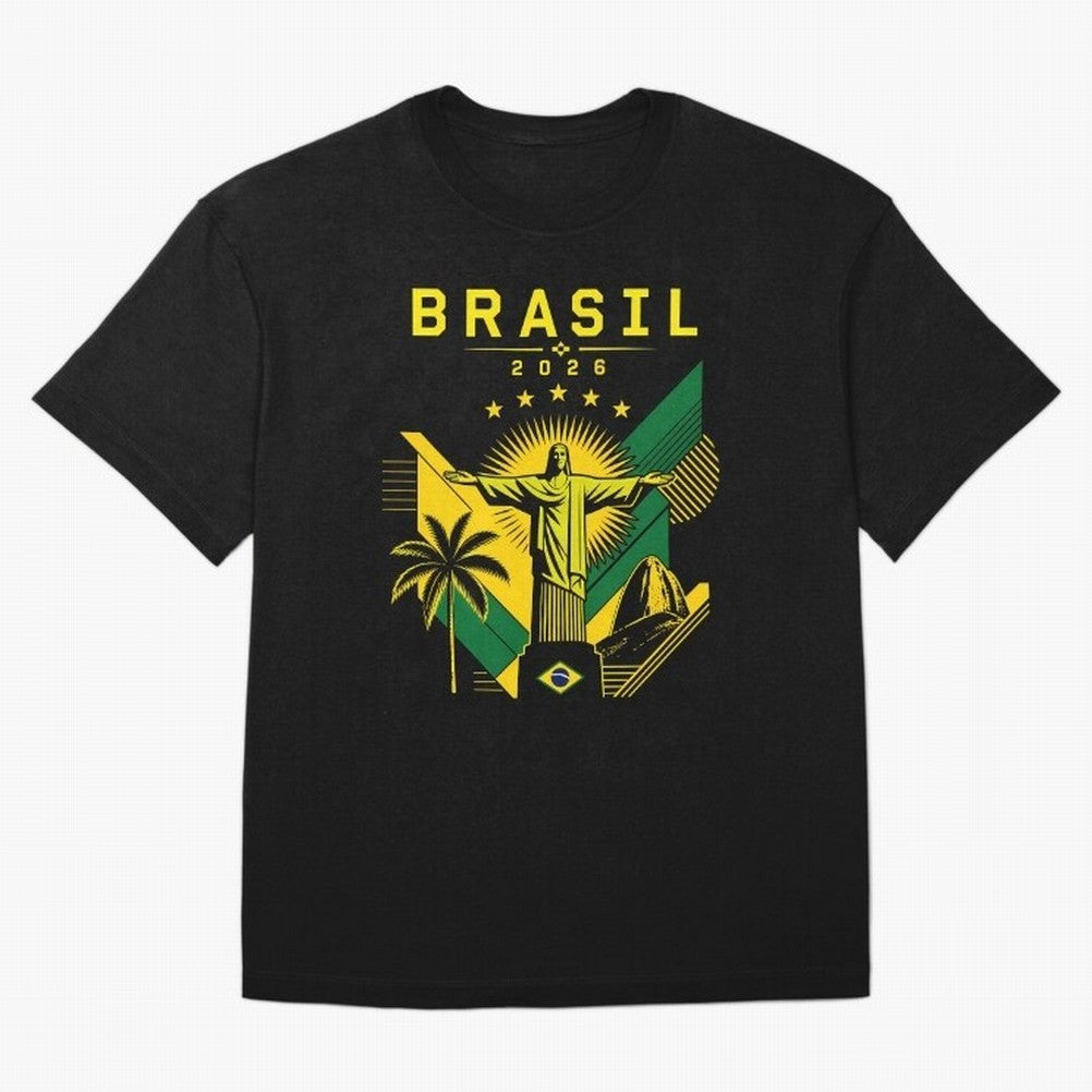Brasil 2026 Christ the Redeemer Rio Oversized T-Shirt Relive the FIFA World Cup 2026 USA Canada Mexico Journey through Neymar, Haaland and Cristiano Ronaldo Highlights, France and Portugal Pride, Global Supporter Spirit, Legendary Goals, National