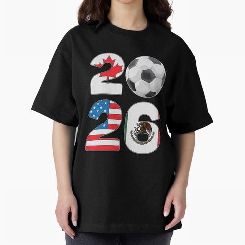 2026 North America Football Massive Event Soccer Ball Oversized T-Shirt Build the FIFA World Cup 2026 Group Stage Journey through Cristiano Ronaldo Highlights, France and Portugal Pride, Football Passion, Legendary Performances, Festival Vibes and