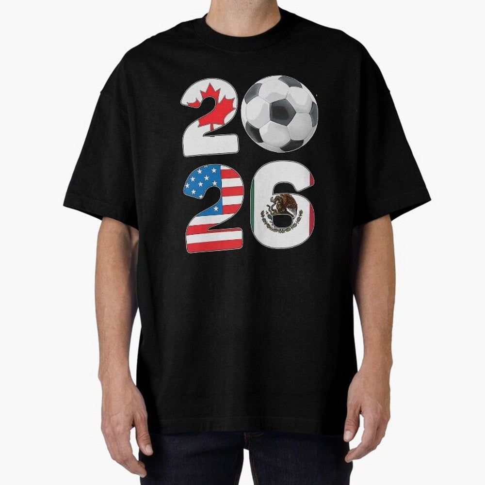 2026 North America Football Massive Event Soccer Ball Oversized T-Shirt Build the FIFA World Cup 2026 Group Stage Journey through Cristiano Ronaldo Highlights, France and Portugal Pride, Football Passion, Legendary Performances, Festival Vibes and