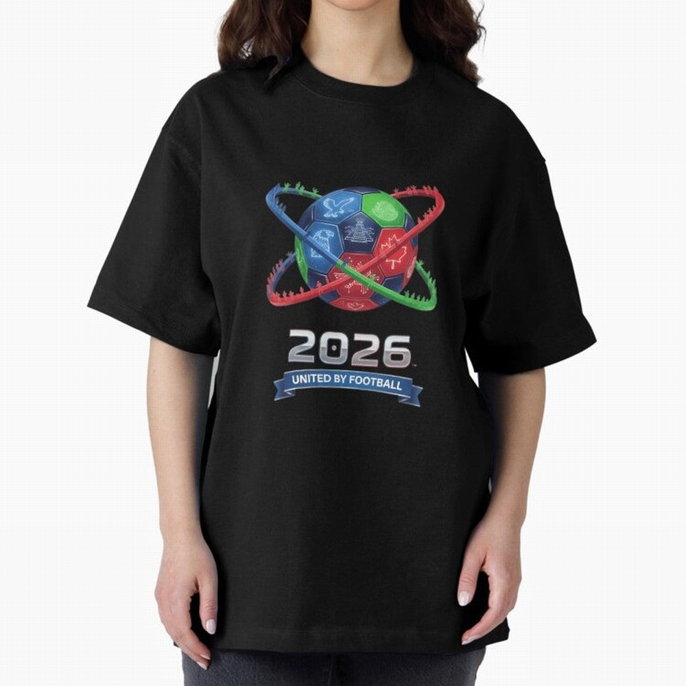 United By Football 2026 Global Connectivity Oversized T-Shirt Cheer for the FIFA World Cup 2026 Group Stage Journey through Messi Highlights, Portugal Pride, Stadium Chants, National Pride, Trophy Dreams and Unforgettable Football Memories; Perfect