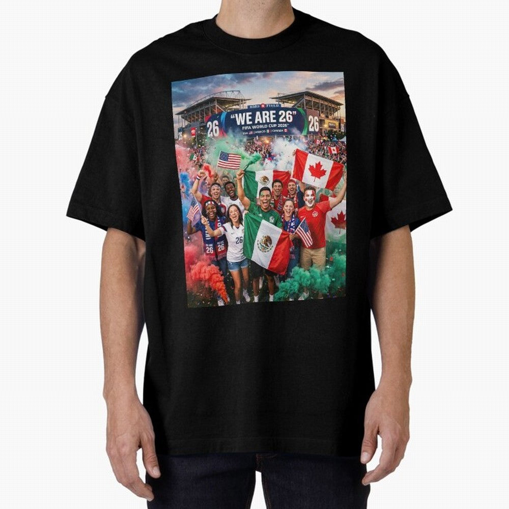 2026 World Cup Fans Celebrate Oversized T-Shirt Turn Football Passion into the FIFA World Cup 2026 USA Canada Mexico Journey through Mbappe and Neymar Highlights, Brazil, Portugal and Argentina Pride, Classic Soccer Heritage, Championship Pressure,
