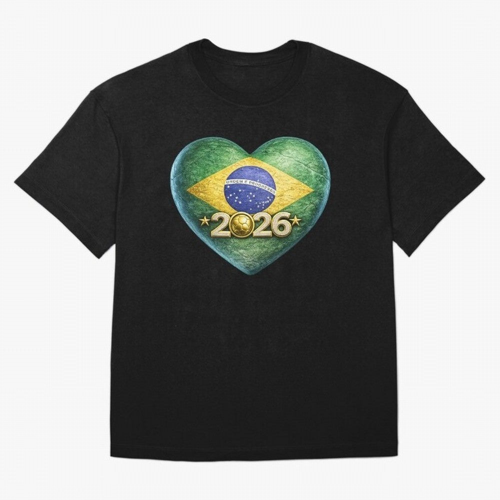 Brazil 2026 World Football Heart Flag Designs Oversized T-Shirt Bring a Vintage Feel to Match Day Hype around FIFA World Cup 2026 USA Canada Mexico, Haaland and Mbappe, England and Germany, Tournament Hype, Historic Matchups, Family Viewing Parties