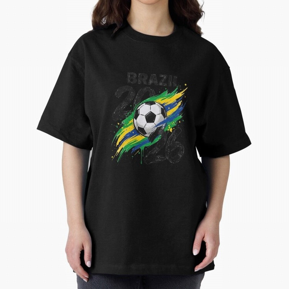 Brazil Soccer 2026 Fan Shirt ¨C Brazil Football Supporter Oversized T-Shirt Remember FIFA World Cup 2026 USA Canada Mexico for Fans of Messi, CR7 and Mbappe and Argentina and Brazil, Bringing Vintage Soccer Flavor, Modern Football Stars, National