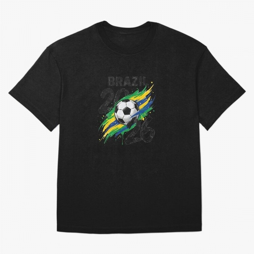 Brazil Soccer 2026 Fan Shirt ¨C Brazil Football Supporter Oversized T-Shirt Remember FIFA World Cup 2026 USA Canada Mexico for Fans of Messi, CR7 and Mbappe and Argentina and Brazil, Bringing Vintage Soccer Flavor, Modern Football Stars, National