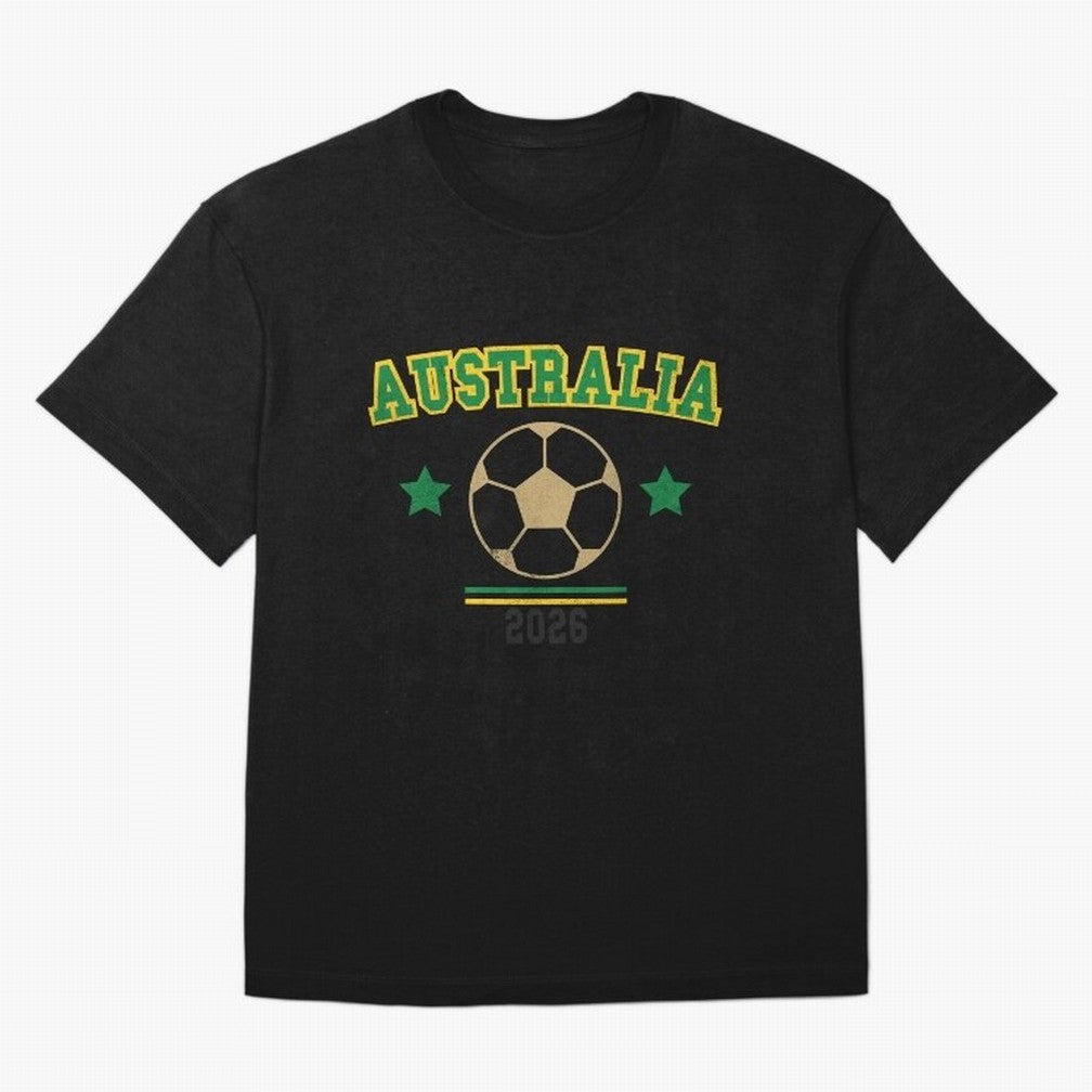Australia 2026 ¡ª Vintage Soccer Tee Oversized T-Shirt Celebrate Football Heritage in FIFA World Cup 2026 for Fans of Mbappe and Germany, Bringing Stadium Memories, Football Loyalty, International Chants and Championship Tradition; Made for Die