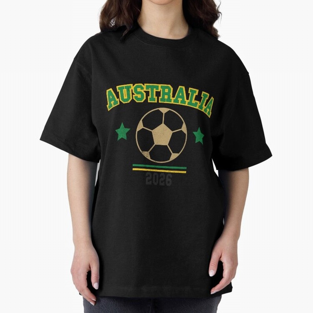 Australia 2026 ¡ª Vintage Soccer Tee Oversized T-Shirt Celebrate Football Heritage in FIFA World Cup 2026 for Fans of Mbappe and Germany, Bringing Stadium Memories, Football Loyalty, International Chants and Championship Tradition; Made for Die