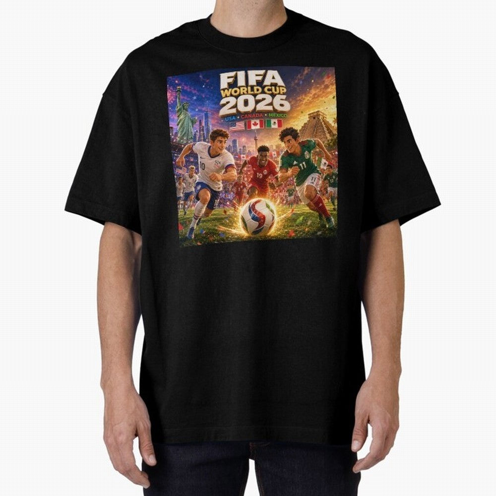 North America Football Festival 2026 #football 2026 Oversized T-Shirt Bring a Vintage Feel to the FIFA World Cup 2026 USA Canada Mexico Journey through Mbappe and Neymar Highlights, Brazil Pride, Football Festival Excitement, Trophy Ambitions,