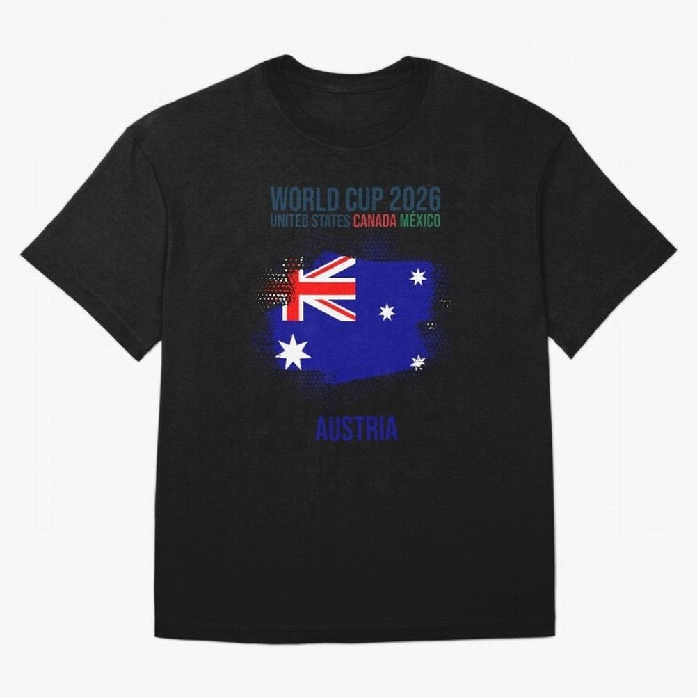AUSTRIA WORLD CUP 2026 Oversized T-Shirt Bring International Match Energy to FIFA World Cup 2026 USA Canada Mexico Celebrating Messi and Cristiano Ronaldo, Argentina and Brazil Energy, Retro Football Energy, Iconic Rivalries, Trophy Chase Drama and