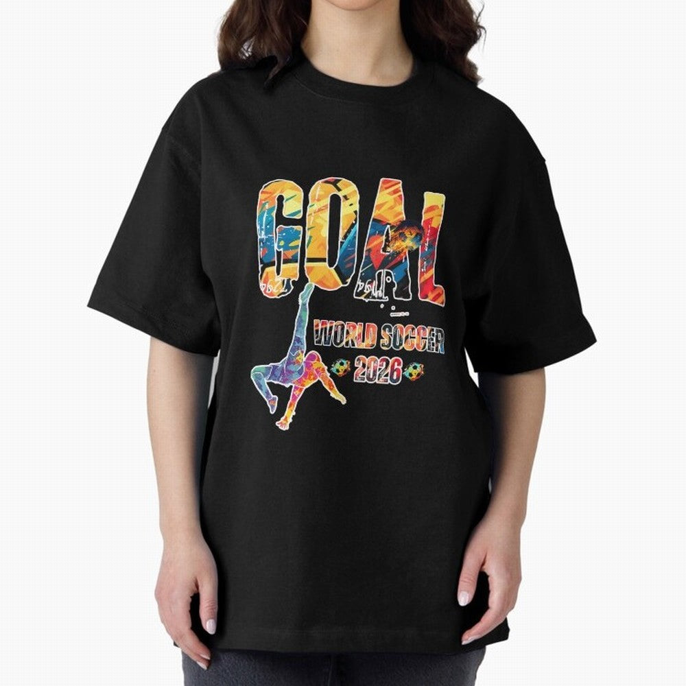 Goal World Soccer Championship 2026 Oversized T-Shirt Celebrate Golden Goal Energy in Match Day Hype around FIFA World Cup 2026, Messi, Argentina and Brazil, Football Passion, Legendary Performances, Festival Vibes and Supporter Community; Perfect
