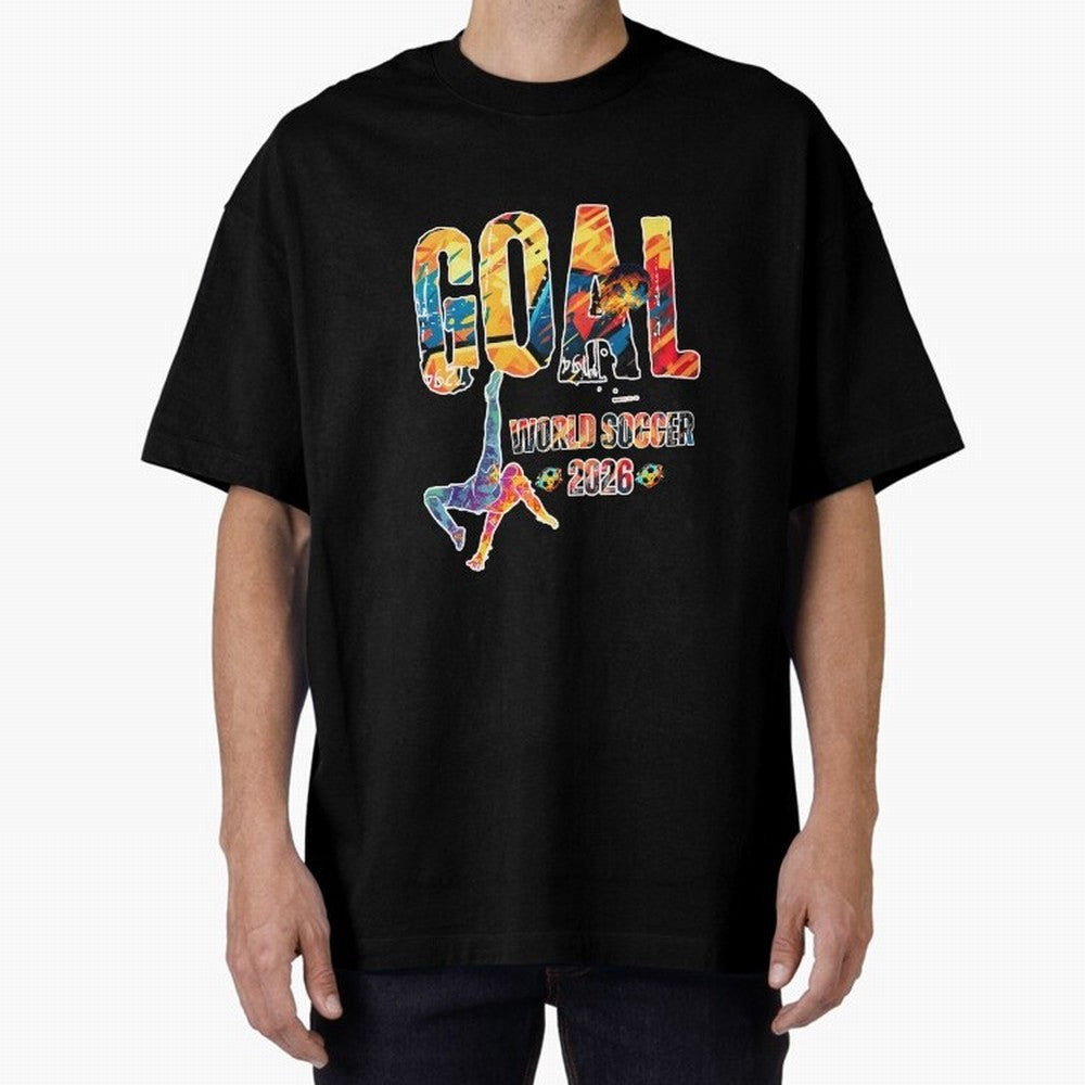 Goal World Soccer Championship 2026 Oversized T-Shirt Celebrate Golden Goal Energy in Match Day Hype around FIFA World Cup 2026, Messi, Argentina and Brazil, Football Passion, Legendary Performances, Festival Vibes and Supporter Community; Perfect