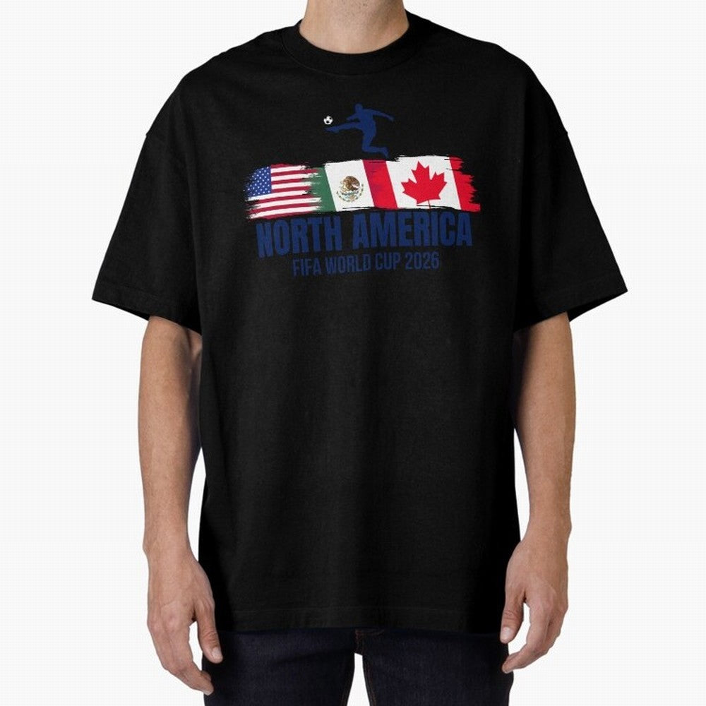 2026 North America Soccer World Tour - USA Mexico Canada Oversized T-Shirt Relive Legendary Nights from FIFA World Cup 2026 USA Canada Mexico for Fans of Messi and France, Bringing Sports Nostalgia, International Competition, Famous Players and