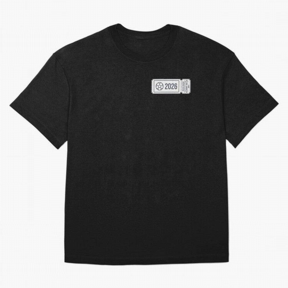 World Cup 2026 EVENT Ticket Admit One Design Oversized T-Shirt Celebrate National Team Dreams in FIFA World Cup 2026 Group Stage for Fans of Messi and Germany, Bringing Soccer Culture, Superstar Moments, National Team Dreams and Competitive Fire;