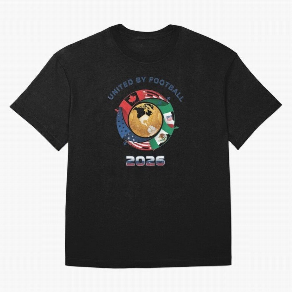 United By Football 2026 Logo Oversized T-Shirt Support Match Day Hype around FIFA World Cup 2026 USA Canada Mexico, Cristiano Ronaldo, Haaland and CR7, Netherlands, Vintage Soccer Flavor, Modern Football Stars, National Flags and Final Night