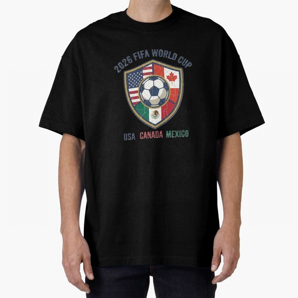 North America United Soccer 2026 Vintage Crest Oversized T-Shirt Bring World Football Passion into FIFA World Cup 2026 Group Stage Spirit, Capturing England, France and Netherlands, Neymar, Haaland and Cristiano Ronaldo, Soccer Culture, Superstar