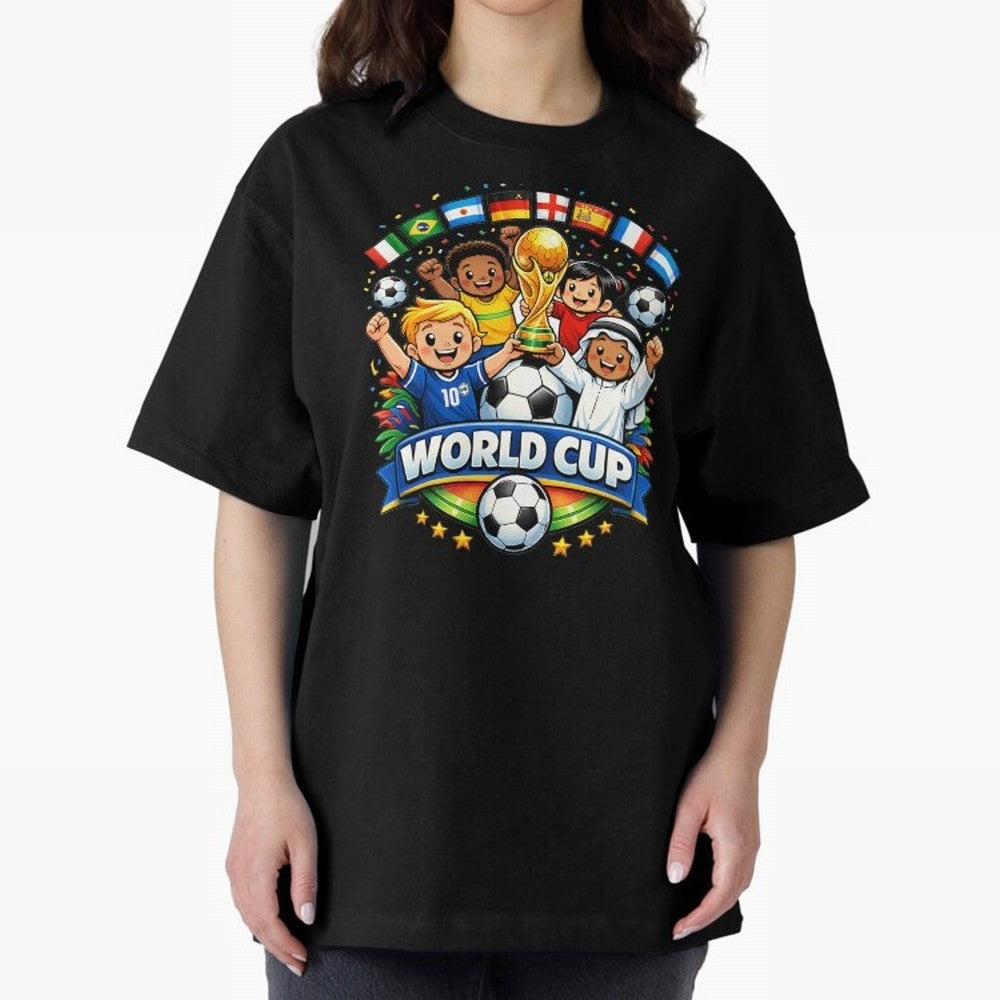 World Cup Football Oversized T-Shirt Celebrate Global Passion for Global Football Passion for FIFA World Cup 2026, Filled with Neymar, Haaland and Cristiano Ronaldo, France, Stadium Chants, National Pride, Trophy Dreams and Unforgettable Football