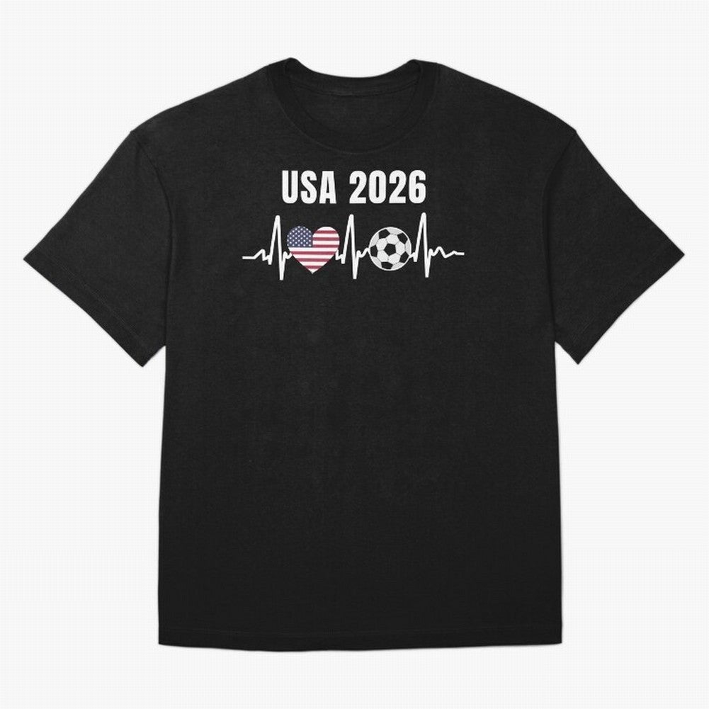 Soccer USA 2026 American Flag America World Cup Fan Gift Oversized T-Shirt Feel the Heartbeat of FIFA World Cup 2026 USA Canada Mexico for Fans of CR7 and Messi and Argentina, France and Brazil, Bringing Game Day Rituals, Football Legends, Country