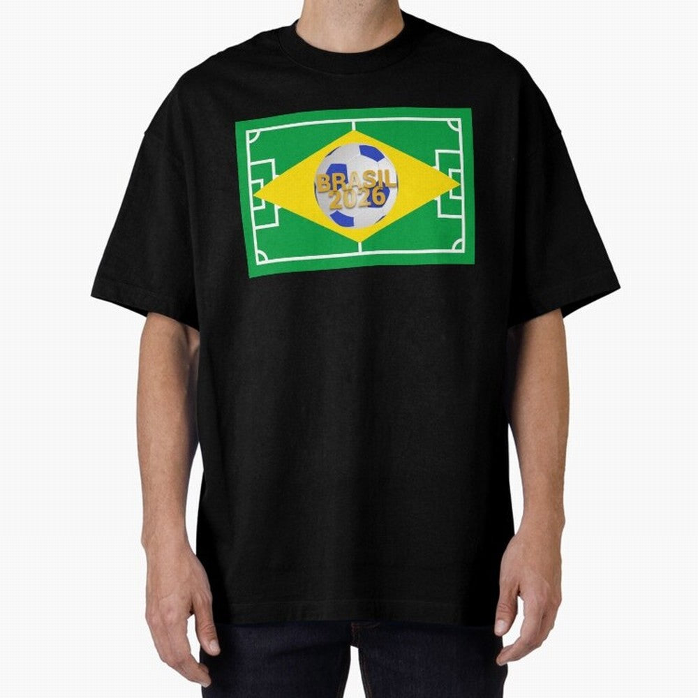 Brazil World Cup 2026 Oversized T-Shirt Celebrate Football Heritage in FIFA World Cup 2026 for Fans of Messi and Cristiano Ronaldo and Argentina, Bringing Football History, Final Match Energy, Crowd Noise and Once in a Lifetime Moments; Ideal for