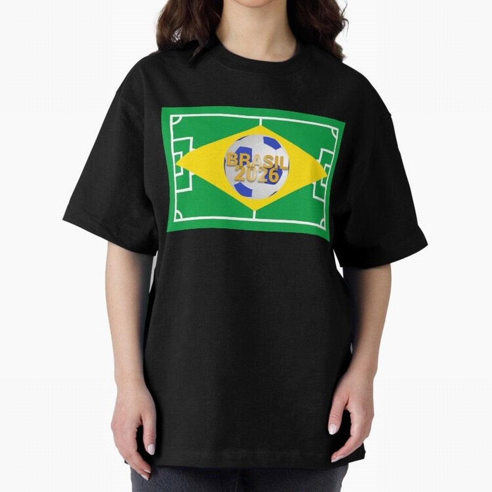 Brazil World Cup 2026 Oversized T-Shirt Celebrate Football Heritage in FIFA World Cup 2026 for Fans of Messi and Cristiano Ronaldo and Argentina, Bringing Football History, Final Match Energy, Crowd Noise and Once in a Lifetime Moments; Ideal for