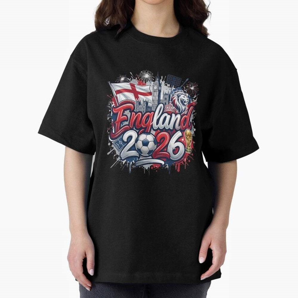 England World Cup 2026 Football Legacy Oversized T-Shirt Turn Up for FIFA World Cup 2026 Group Stage for Fans of CR7 and Netherlands, Bringing Stadium Memories, Football Loyalty, International Chants and Championship Tradition; Perfect for People